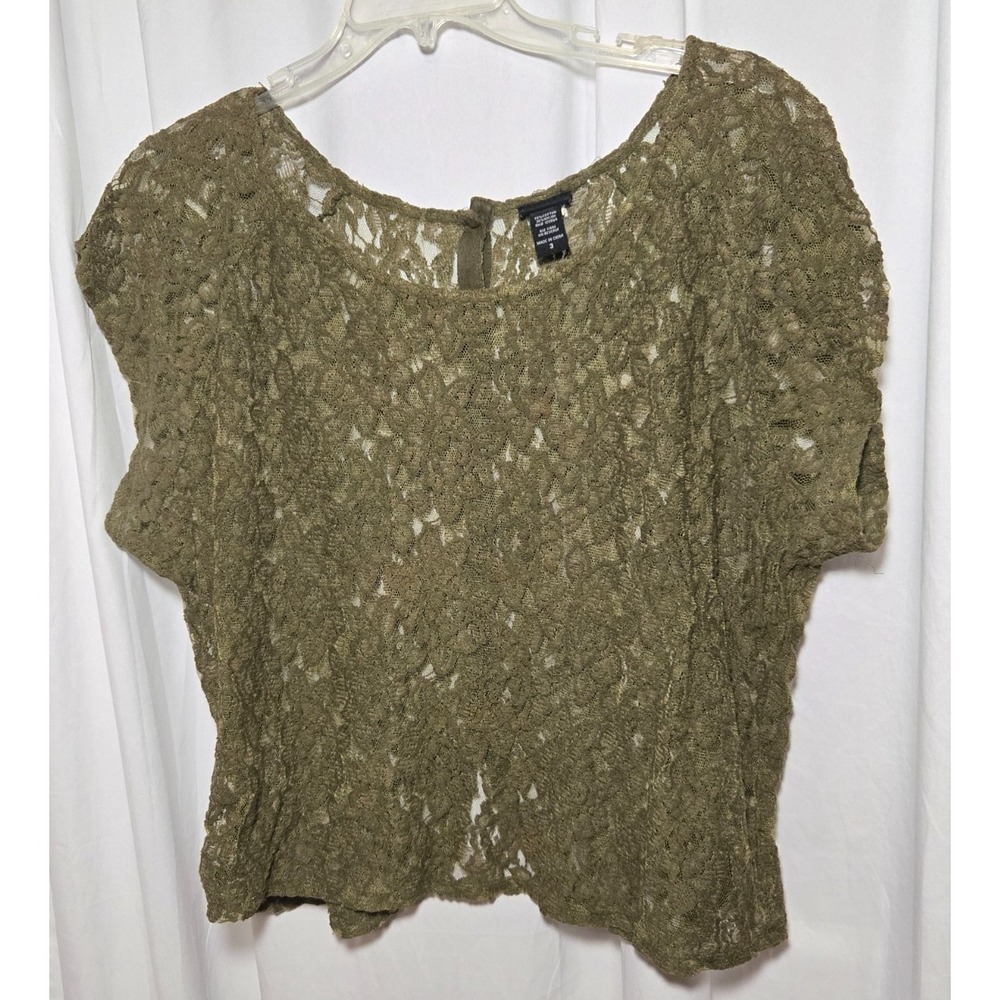 Olive Green Lace Top Sz 3 Fairy Grunge Whimsigoth Romantic Button Back Torrid